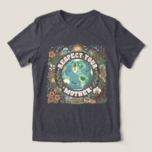Boho Vintage Respect Your Mother Earth Nature Love Tri-Blend Shirt