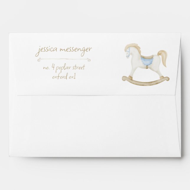 Boho Vintage Rocking Horse Cowboy Baby Shower Envelope (Back (Top Flap))