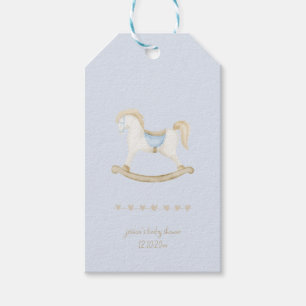 Boho Vintage Rocking Horse Cowboy Baby Shower Gift Tags