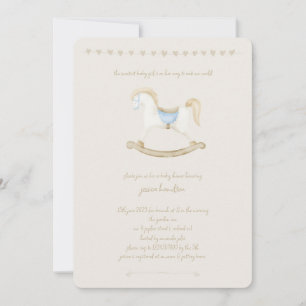 Boho Vintage Rocking Horse Cowboy Baby Shower Invitation