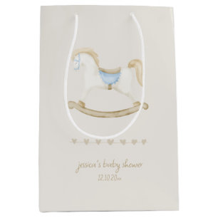 Boho Vintage Rocking Horse Cowboy Baby Shower Medium Gift Bag
