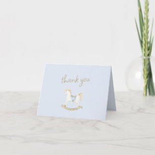 Boho Vintage Rocking Horse Cowboy Baby Shower Thank You Card
