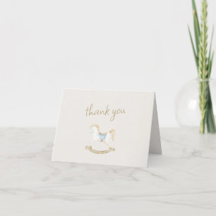 Boho Vintage Rocking Horse Cowboy Baby Shower Thank You Card