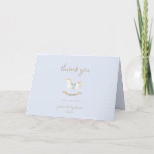 Boho Vintage Rocking Horse Cowboy Baby Shower Thank You Card