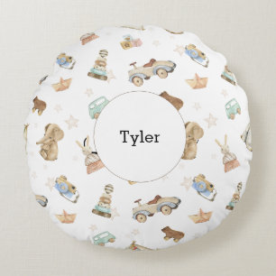 Boho Vintage Toys Baby Nursery White Round Cushion