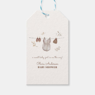 Boho Vintage Watercolor Girl Outfit Baby Shower Gift Tags