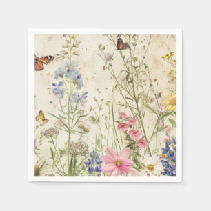 Boho Vintage Wildflower Baby Shower  Napkin