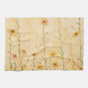 Boho Vintage Wildflowers Tea Towel