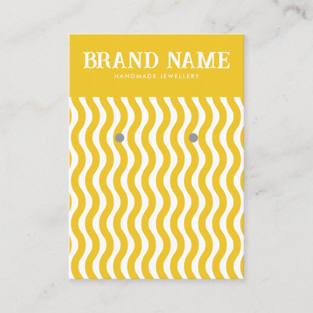 Boho Vintage yellow wave Earrings Display Card (Front)