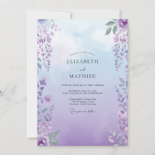 Boho Violet Wisteria Wedding Invitation