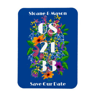 Boho Vivid Summer Floral Save The Date Magnet