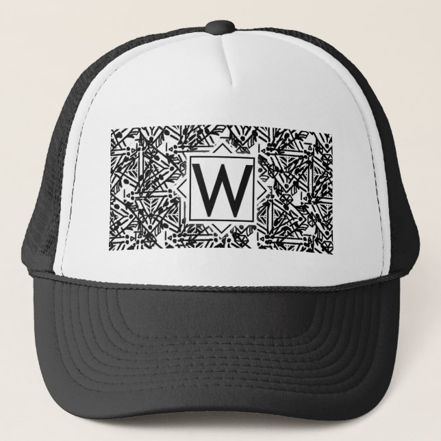 Boho W Monogram Trucker Hat (Front)