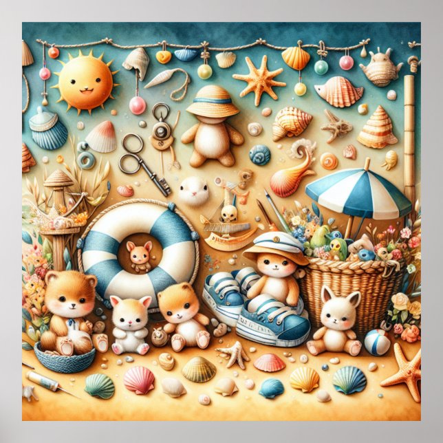 Boho Wall Pinned Beach Nursery Poster (Front)