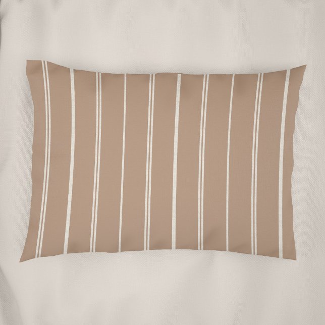 Boho Warm Neutral Striped Pattern Minimalist Tan Pillowcase (Creator Uploaded)