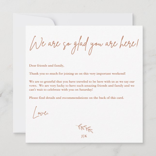 Boho Warm Wedding Welcome Card (Front)