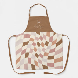 Boho Warped Chequered Personalised Monogram Apron