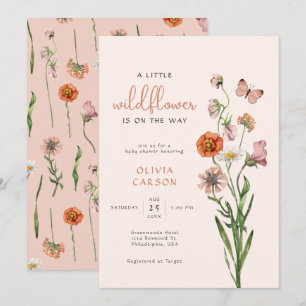 Boho Watercolor A little Wildflower Baby Shower Invitation