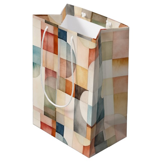 Boho Watercolor Abstract Art Medium Gift Bag (Back Angled)