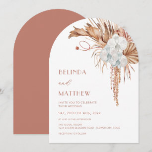 Boho Watercolor Arched Floral Invitation