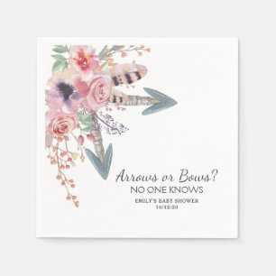 Boho Watercolor Arrows or Bows Baby Shower Napkin