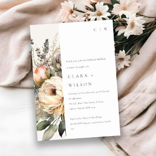 Boho Watercolor Autumn Floral Bunch Couples Shower Invitation