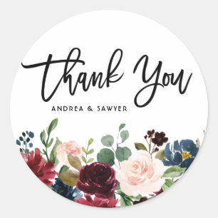 Boho Watercolor Autumn Floral Garland Classic Round Sticker