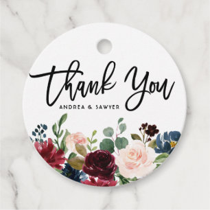 Boho Watercolor Autumn Floral Garland Thank You Favour Tags