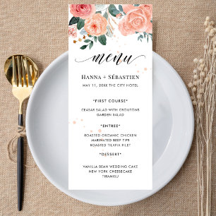 Boho Watercolor Autumn Flowers Menu