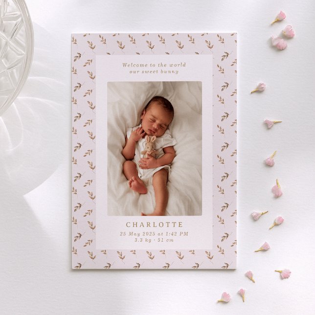 Boho watercolor  | baby birth announcement card (Creator Uploaded)