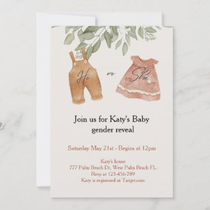 Boho Watercolor Baby Gender Reveal Invitation