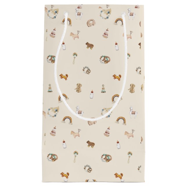 Boho Watercolor Baby Shower Small Gift Bag (Front)