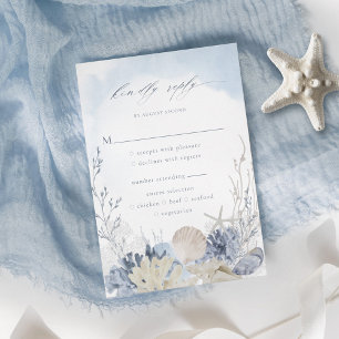 Boho Watercolor Beach Wedding Meal Choice RSVP Card