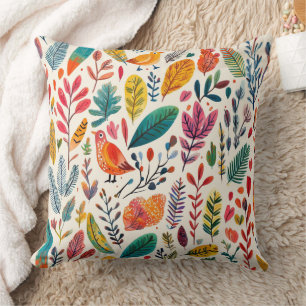 Boho Watercolor Birds – Artistic Nature-Inspired Cushion