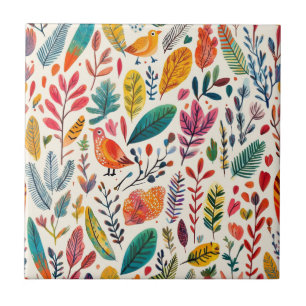 Boho Watercolor Birds – Artistic Nature-Inspired Tile