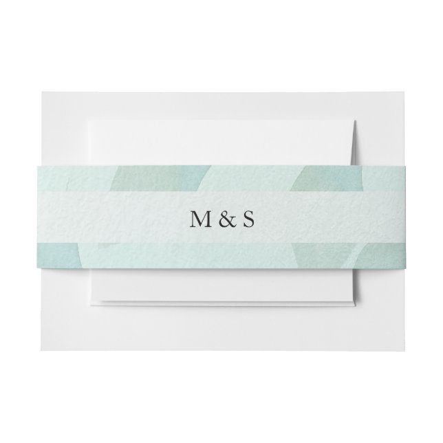 Boho Watercolor Blue Personalised Invitation Belly Band (Front Example)