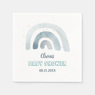Boho Watercolor Blue Rainbow Baby Shower Napkin