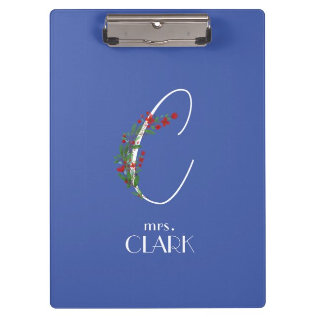 Boho watercolor botanic letter C Clipboard (Front)