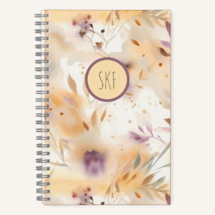 Boho Watercolor Botanical Monogram Notebook