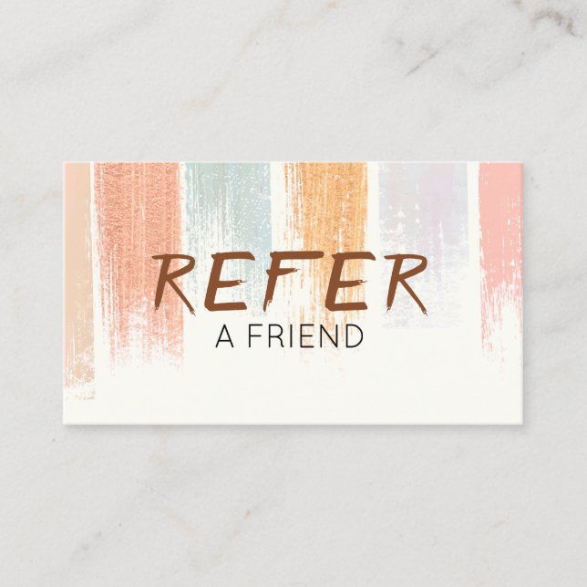 Boho Watercolor Brush Strokes Referral Card (Front)