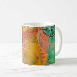 Boho Watercolor Cats – Earthy Feline Art (2) Coffee Mug