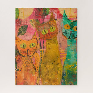 Boho Watercolor Cats – Earthy Feline Art (2) Jigsaw Puzzle