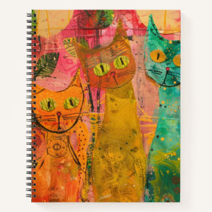 Boho Watercolor Cats – Earthy Feline Art (2) Notebook