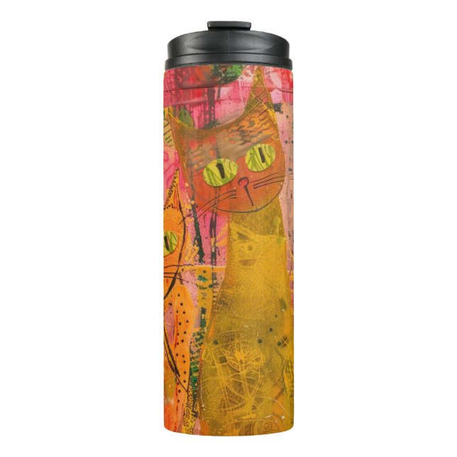 Boho Watercolor Cats – Earthy Feline Art (2) Thermal Tumbler (Front)