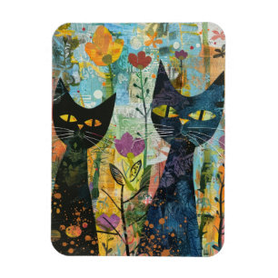 Boho Watercolor Cats – Earthy Feline Art (4) Magnet