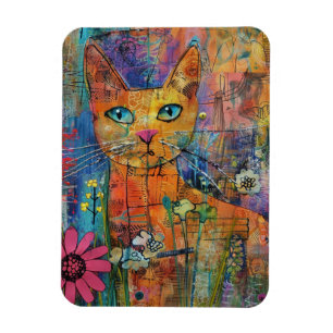 Boho Watercolor Cats – Earthy Feline Art (8) Magnet