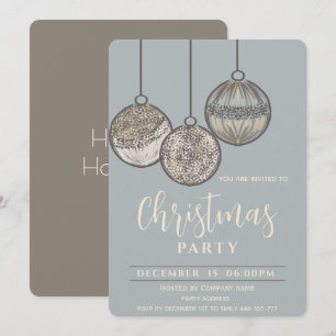 Boho watercolor Christmas balls corporate Holiday Invitation