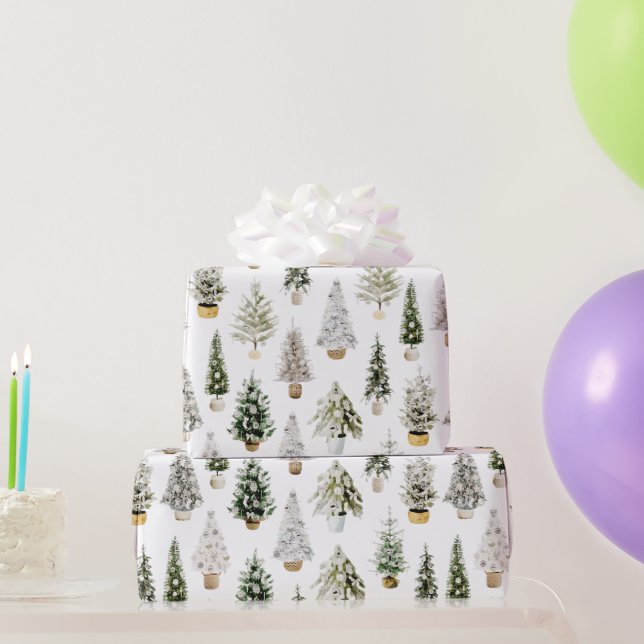 Boho Watercolor Christmas Composition Greeting Wrapping Paper (Party Gifts)