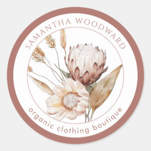 Boho Watercolor Clothing Boutique - Wildflowers Classic Round Sticker