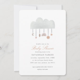 Boho Watercolor Cloud Gender Neutral Invitation