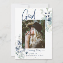 Boho Watercolor Cotton  Flowers  Graduation